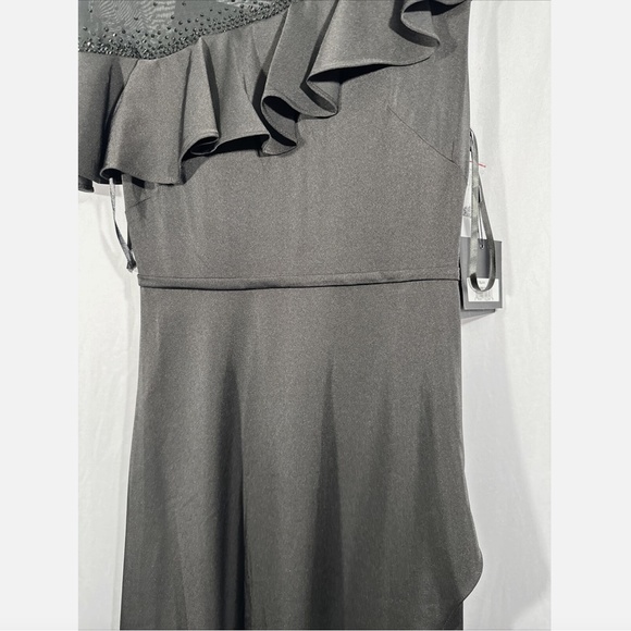 NWT $398 IEENA Mac Duggal [ 4 ] Asymmetric Beaded A-Line Gown‎ in Black #G1466 - Picture 5 of 16